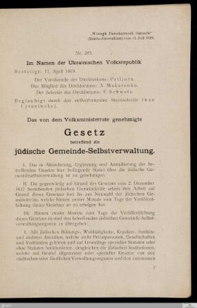 Gesetz betreffend die jüdische Gemeinde-Selbstverwaltung