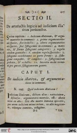Sectio II: De artefactis logicis ad iudicium illativum pertinentibus