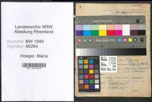 Entnazifizierung Maria Hoeger , geb. 02.01.1898 ()