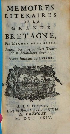 Mémoires litéraires de la Grande-Bretagne, 16. 1724