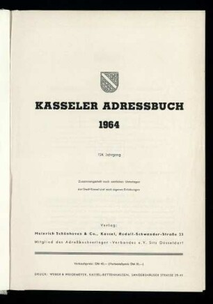 Jg. 124.1964: Kasseler Adressbuch