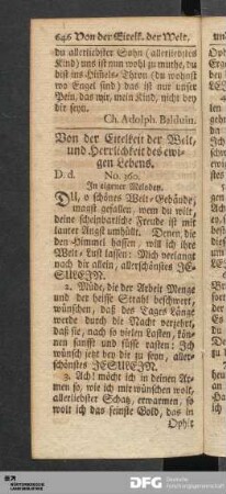 Von der Eitelkeit der Welt, und Herrlichkeit des ewigen Lebens.