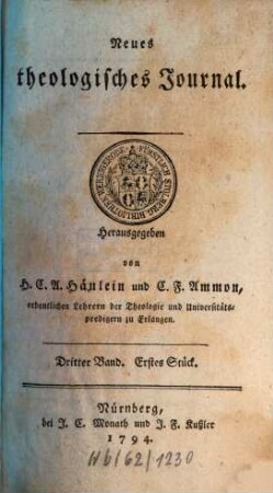 Neues theologisches Journal. 3, 3. 1794