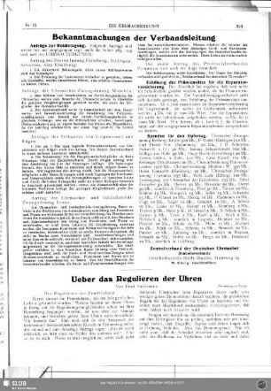 Ueber das Regulieren der Uhren (Fortsetzung zu Nr. 11)