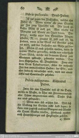 Pulvis refrigerans. Kühlendes Pulver