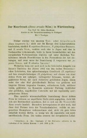 Der Moorfrosch (Rana arvalis Nilss.) in Württemberg