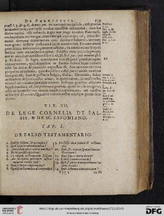 Tit. VII: De Lege Cornelia de Falsis, & de Sc. Liboniano