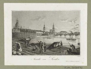 Ansicht von Dresden, Radierung, 1840 : Ansicht von Dresden / Schmidt sc. - Dresden : Otto u. Lehmann, [ca. 1840]. - 1 Kunstblatt : Radierung ; 10,9 x 7,2 cm