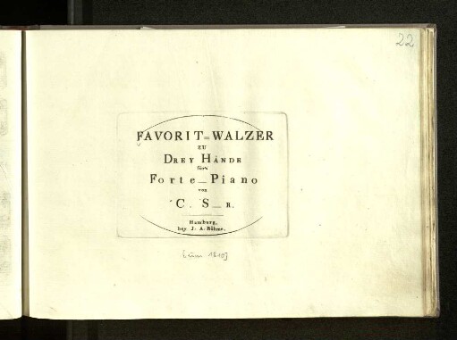 Favorit-Waltzer : zu drey Hände, für's Forte-Piano