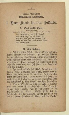 Zweite Abteilung: Schwerere Lesestücke.