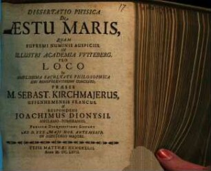 Dissertatio Physica De Aestu Maris