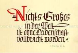 Postkarte mit Spruch von Georg Wilhelm Hegel
