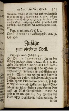 Zusätze zum vierdten Theil.