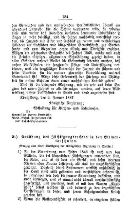 Ausübung des Züchtigungsrechtes in den Elementarschulen : [V. Elementarschulwesen]