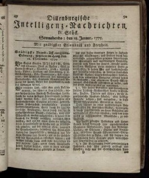 Sonnabends: den 28. Jenner, 1775.