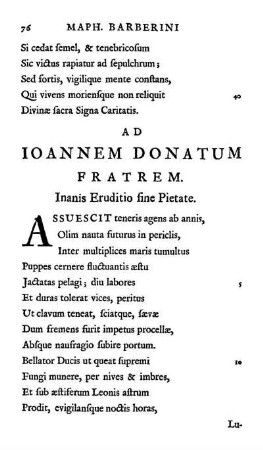 Ad Ioannem Donatum Fratrem. Inanis Eruditio Pietate.