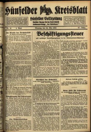 Zweite Ausgabe vom Dienstag, den 24. Mai 1932.