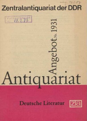 Nr. 1931: Deutsche Literatur