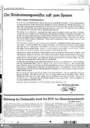 Förderung des Nachwuchses durch den RIV. des Uhrmacherhandwerks