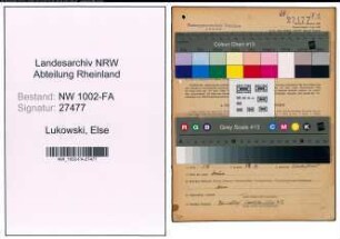 Entnazifizierung Else Lukowski, geb. 01.02.1920 (Kauffrau)
