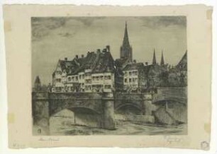 Ulm von Süden. Teilansicht Donaufront 1930