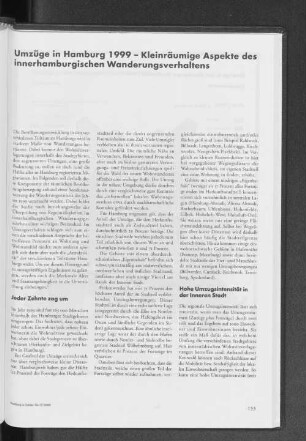 Umzüge in Hamburg 1999 - Kleinräumige Aspekte des innerhamburgischen Wanderungsverhaltens