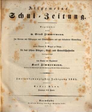 Allgemeine Schulzeitung. 22. 1845