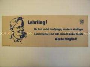 Maueranschlag der FDJ mit Aufruf an Lehrlinge