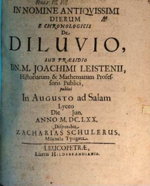 E chronologicis, de diluvio