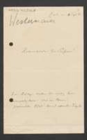Brief von Maximilian Westermaier an Unbekannt