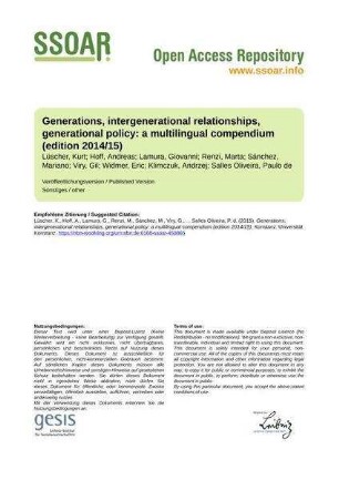 Generations, intergenerational relationships, generational policy: a multilingual compendium (edition 2014/15)