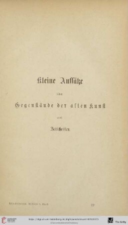 Kleine Aufsätze über die Gegenstände der alten Kunst aus Zeitschriften
