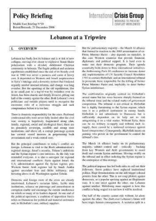 Lebanon at a tripwire