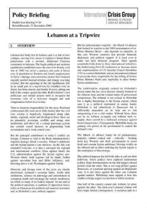 Lebanon at a tripwire
