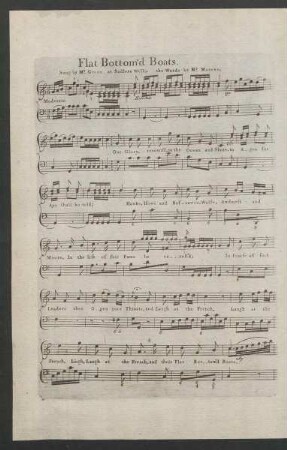 Flat bottom’d boats : sung by Mr. Green at Sadlers Wells