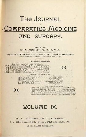 The Journal of comparative medicine and surgery. 9. 1888