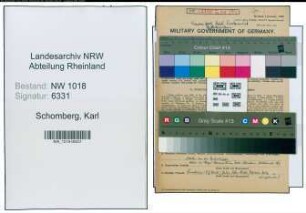 Entnazifizierung Karl Schomberg , geb. 27.12.1893 (Prokurist)