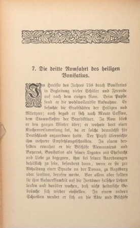 7. Die dritte Romfahrt des heiligen Bonifatius.