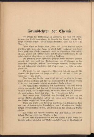 Grundlehren der Chemie.