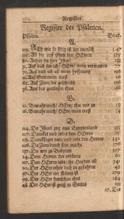 Register der Psalmen.