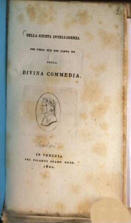 Della giusta intelligenza del verso 42 del canto 3 della Divina Commedia