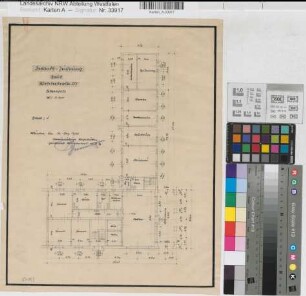 Münster (Münster) Wohnhaus Weselerstraße 257 Blatt 1 Grundriß Erdgeschoß 1955 1 : 100 40 x 32 Zeichnung Gemeinnützige Wohnstättengesellschaft Münsterland Wohnungsgesellschaft Münsterland