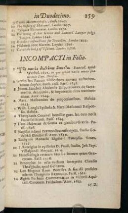 259-262, Incompacti in Folio.