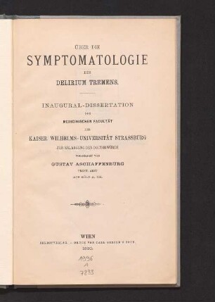 Über die Symptomatologie des Delirium tremens