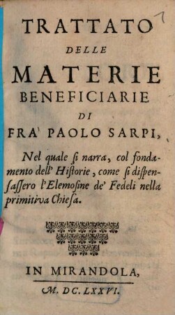 Trattato delle materie beneficiarie