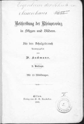 Beschreibung der Rheinprovinz in Skizzen und Bildern : für den Schulgebrauch
