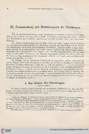 III: Zusammenhang und Entstehungszeit der Fälschungen