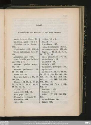 Index Alphabétique Des Matières Et Des Noms Propres