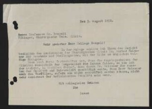 Dekan an Naegeli. 3.8.1951