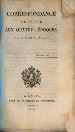 Correspondance ou suite aux quatre-époques